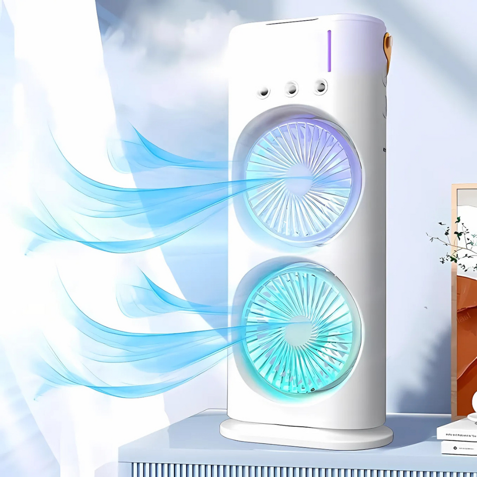 BreezeMist 2.0 - Ventilador Humidificador Doble con RGB