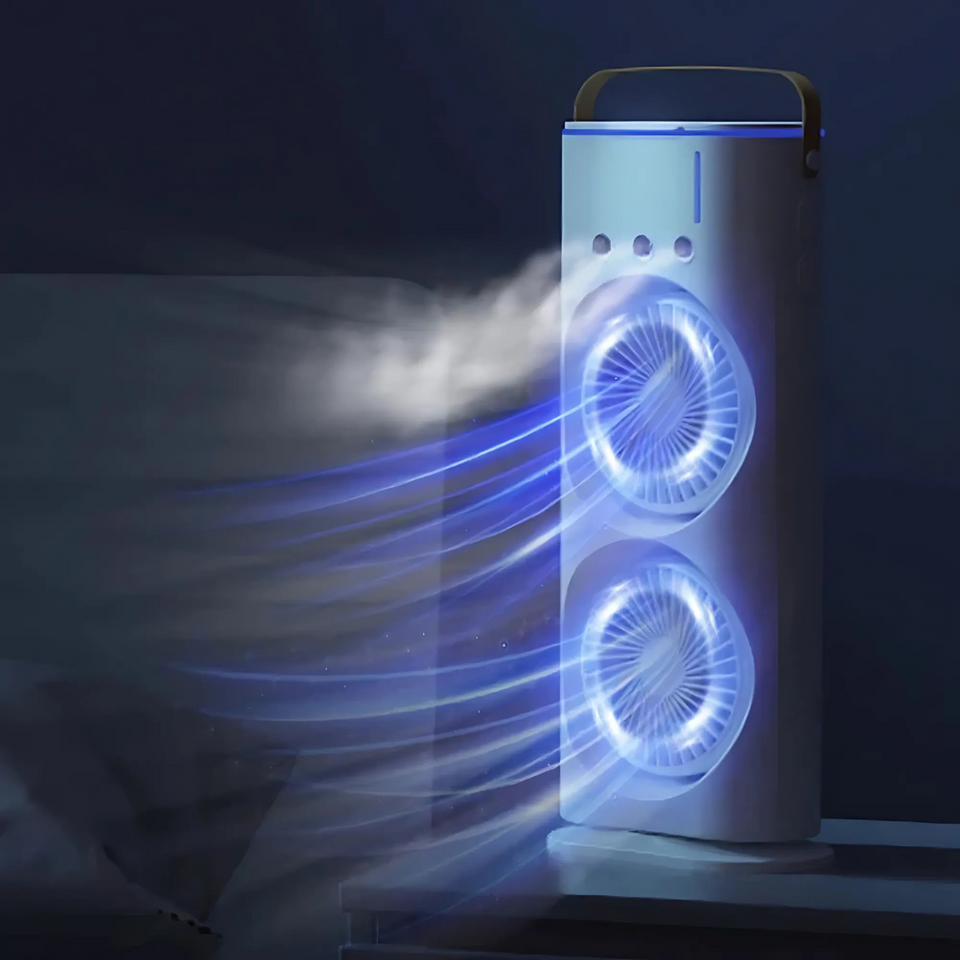 BreezeMist 2.0 - Ventilador Humidificador Doble con RGB