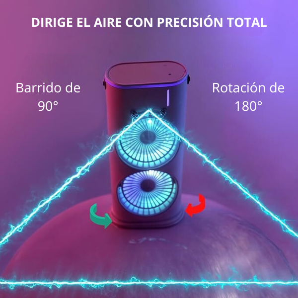 BreezeMist 2.0 - Ventilador Humidificador Doble con RGB